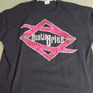Mens Black Graphic T-Shirt with Pink Logo
